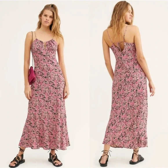 NWT Free People Bon Voyage Midi Dress in Black Combo Small - Picture 2 of 16